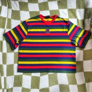Lazy Oaf primary striped tee shirt size L